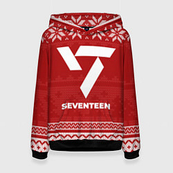 Толстовка-худи женская Новогодний Seventeen, цвет: 3D-черный