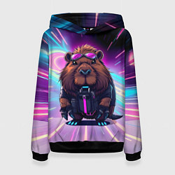 Толстовка-худи женская Капибара нео, цвет: 3D-черный