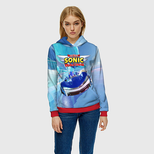Женская толстовка Team Sonic racing - speed / 3D-Красный – фото 3