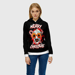 Толстовка-худи женская Merry Christmas Terrifier, цвет: 3D-белый — фото 2