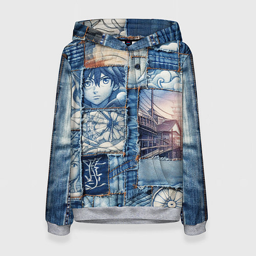 Женская толстовка Пэчворк с мотивами аниме / 3D-Меланж – фото 1