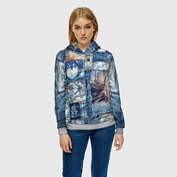 Толстовка-худи женская Пэчворк с мотивами аниме, цвет: 3D-меланж — фото 2