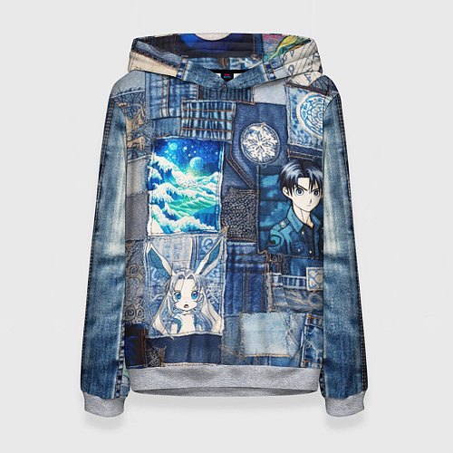 Женская толстовка Микс аниме и пэчворк / 3D-Меланж – фото 1