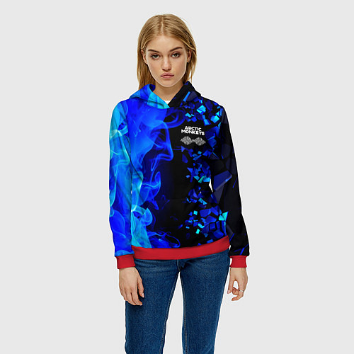 Женская толстовка Arctic Monkeys - синий огонь и плиты / 3D-Красный – фото 3