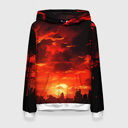 Толстовка-худи женская Багровый апокалиптический закат, цвет: 3D-белый