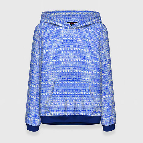 Женская толстовка Бело-голубой простой узор / 3D-Синий – фото 1