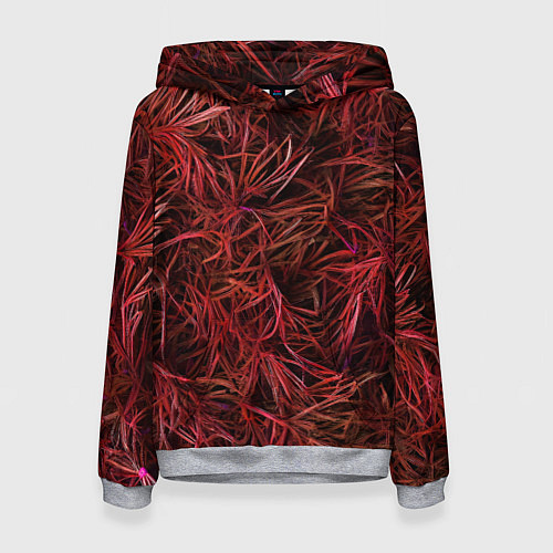Женская толстовка Красная трава на чёрном фоне / 3D-Меланж – фото 1