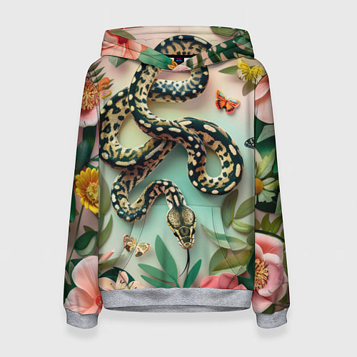Женская толстовка Змея и бабочки / 3D-Меланж – фото 1