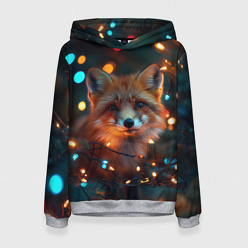 Женская толстовка Новогодняя рыжая лисица / 3D-Меланж – фото 1