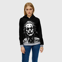Толстовка-худи женская Joker - clown, цвет: 3D-меланж — фото 2