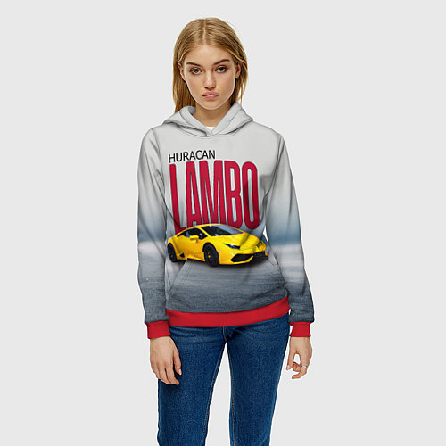 Женская толстовка Итальянский суперкар Lambo Huracan / 3D-Красный – фото 3
