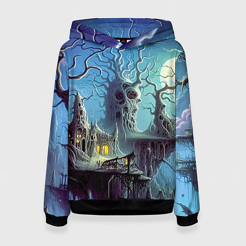 Женская толстовка Коттедж ведьмы - нейроарт фантазия / 3D-Черный – фото 1