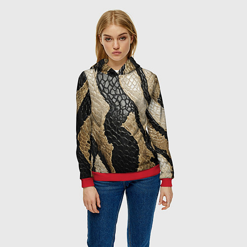 Женская толстовка В коже рептилии / 3D-Красный – фото 3