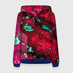 Толстовка-худи женская Абстракция красно-голубая, цвет: 3D-синий
