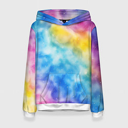 Толстовка-худи женская Радужный паттерн, цвет: 3D-белый