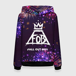 Толстовка-худи женская Праздничный Fall Out Boy, цвет: 3D-черный