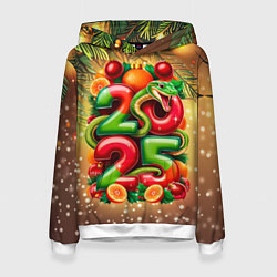 Толстовка-худи женская Змеи к нам приходят, цвет: 3D-белый