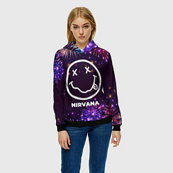 Толстовка-худи женская Праздничный Nirvana, цвет: 3D-черный — фото 2