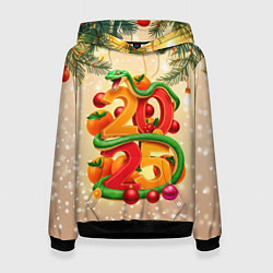 Толстовка-худи женская Веселая змея 2025, цвет: 3D-черный