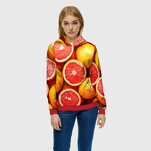 Женская толстовка Грейпфруты / 3D-Красный – фото 3