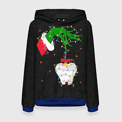 Толстовка-худи женская Гринч похищает у зубной феи, цвет: 3D-синий