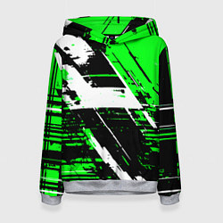 Женская толстовка Diagonal black and white stripes on a green backgr