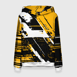 Женская толстовка Diagonal black and white stripes on a yellow backg