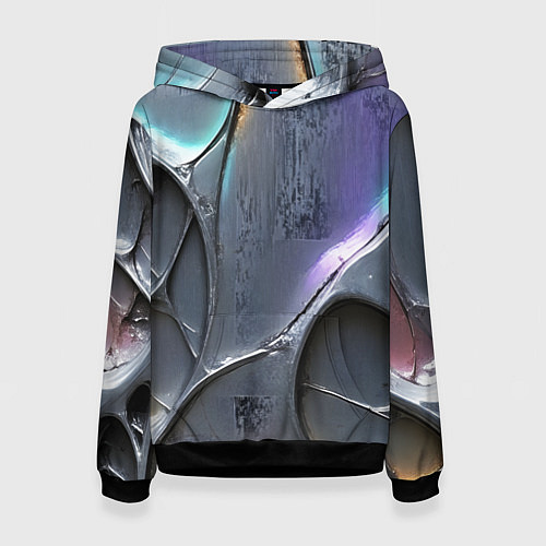 Женская толстовка Полированный серебряный металл / 3D-Черный – фото 1
