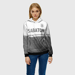 Толстовка-худи женская Sabaton - white gradient посередине, цвет: 3D-черный — фото 2
