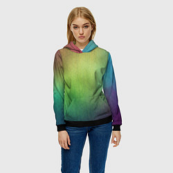 Толстовка-худи женская Цветной металл с градиентом, цвет: 3D-черный — фото 2