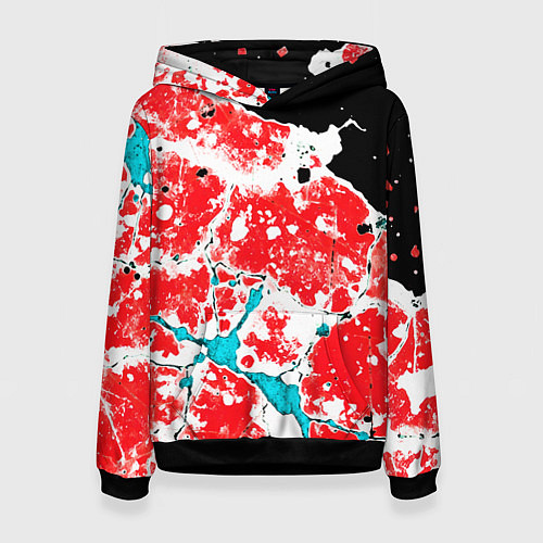 Женская толстовка Сине красная абстракция на чёрном фоне / 3D-Черный – фото 1