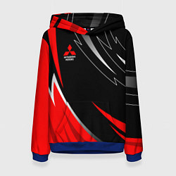 Толстовка-худи женская Mitsubishi - red and black, цвет: 3D-синий