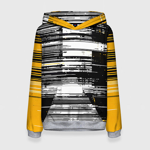 Женская толстовка Горизонтальные чёрные линии на бело-жёлтом фоне / 3D-Меланж – фото 1