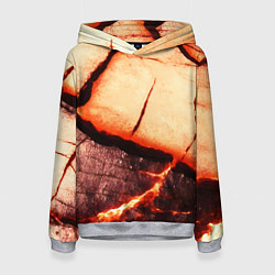 Толстовка-худи женская Трещины на абстрактном красном фоне, цвет: 3D-меланж