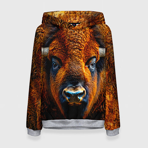 Женская толстовка Голова бизона / 3D-Меланж – фото 1