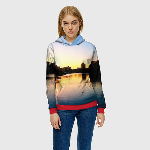 Женская толстовка Шкиперская гавань в Санкт-Петербурге / 3D-Красный – фото 3