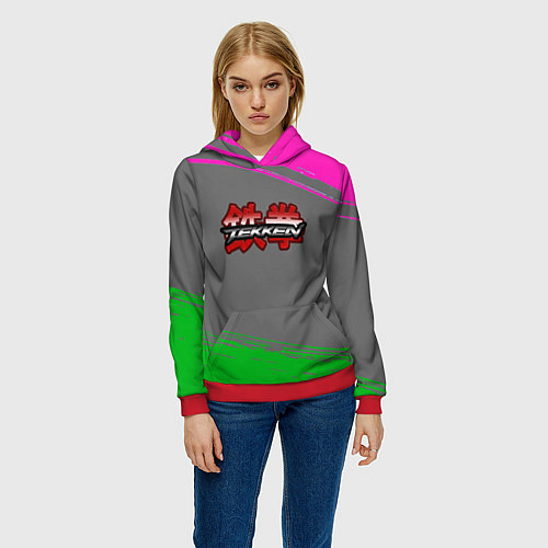 Женская толстовка Tekken краски неоновые / 3D-Красный – фото 3