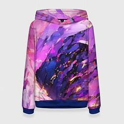 Толстовка-худи женская Фиолетово-розовая абстракция, цвет: 3D-синий