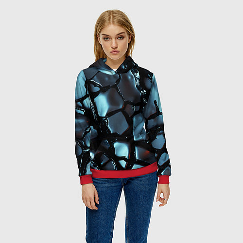 Женская толстовка The liquid substance is grey / 3D-Красный – фото 3