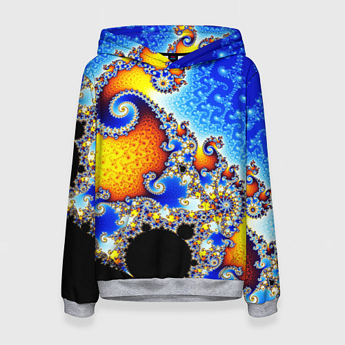 Женская толстовка Фрактальный узор текстура синий / 3D-Меланж – фото 1