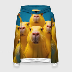 Толстовка-худи женская Желтые капибары, цвет: 3D-белый