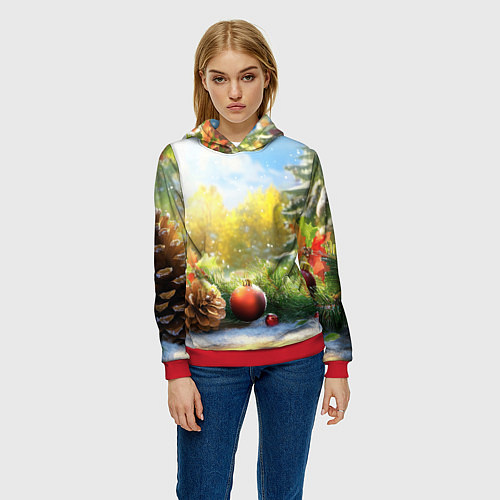 Женская толстовка Солнечный новый год / 3D-Красный – фото 3