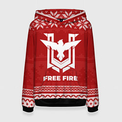 Толстовка-худи женская Новогодний Free Fire, цвет: 3D-черный