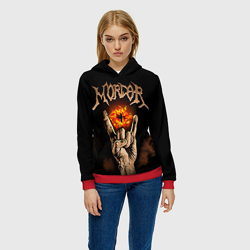 Женская толстовка Рок Мордор / 3D-Красный – фото 3