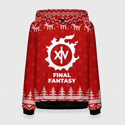 Толстовка-худи женская Новогодний Final Fantasy с оленями, цвет: 3D-черный