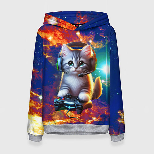 Женская толстовка Удивительный мир котёнка игромана / 3D-Меланж – фото 1