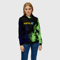 Толстовка-худи женская Portal fire steel, цвет: 3D-черный — фото 2
