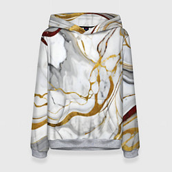 Толстовка-худи женская Жёлто-белый мрамор, цвет: 3D-меланж