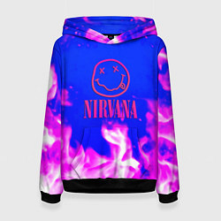 Толстовка-худи женская Nirvana neon flame, цвет: 3D-черный