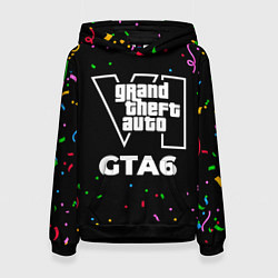 Толстовка-худи женская GTA6 конфети, цвет: 3D-черный